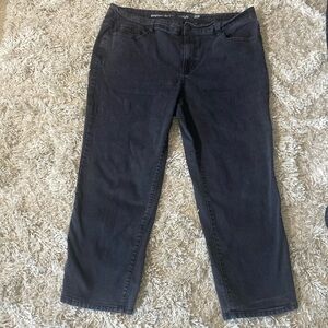 Avenue Denim Women's Petite Straight Jeans Black Wash Size 20 P